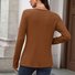 T-shirts Décontracté Plain Printemps / Automne Coton Col V Micro-élasticité Quotidien Manches Longues Trapèze pour Femmes