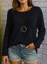 T-shirts Décontracté Plain Printemps / Automne Coton Quotidien Coupe Régulière Manches Longues Régulier Trapèze pour Femmes