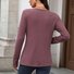 T-shirts Décontracté Plain Printemps / Automne Coton Col V Micro-élasticité Quotidien Manches Longues Trapèze pour Femmes