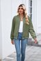 Micro-élasticité Col Montant Manches Longues Régulier Plain Blouson pour Femmes