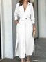 Femmes Plain Abricot Col V Confortable Joint Fendu Robe Maxi Rétro