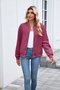 Micro-élasticité Col Montant Manches Longues Régulier Plain Blouson pour Femmes