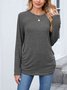 T-shirts Femmes Décontracté Plain Printemps / Automne Polyester Quotidien Manches Longues Col Rond Régulier Trapèze