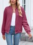 Micro-élasticité Col Montant Manches Longues Régulier Plain Blouson pour Femmes