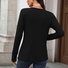T-shirts Décontracté Plain Printemps / Automne Coton Col V Micro-élasticité Quotidien Manches Longues Trapèze pour Femmes