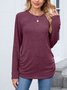 T-shirts Femmes Décontracté Plain Printemps / Automne Polyester Quotidien Manches Longues Col Rond Régulier Trapèze
