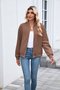 Micro-élasticité Col Montant Manches Longues Régulier Plain Blouson pour Femmes