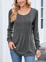 T-shirts Femmes Décontracté Plain Printemps / Automne Polyester Coupe Régulière Manches Longues Col Rond Trapèze Régulier