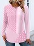 T-shirts Femmes Décontracté Bloc de Couleur Printemps / Automne Polyester Micro-élasticité Quotidien Coupe Régulière Col Rond Régulier
