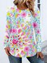 T-shirts Femmes Décontracté Bloc de Couleur Printemps / Automne Coton Micro-élasticité Coupe Régulière Col Rond Régulier Régulier
