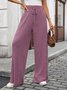 Pantalons Femmes Décontracté Plain Printemps / Automne Coton Micro-élasticité Coupe Régulière Pantalons à Jambe Large Long Régulier