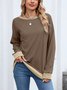 Sweat-shirts Femmes Décontracté Bloc de Couleur Printemps / Automne Micro-élasticité Quotidien Col Rond Régulier Trapèze Régulier