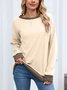 Sweat-shirts Femmes Décontracté Bloc de Couleur Printemps / Automne Micro-élasticité Quotidien Col Rond Régulier Trapèze Régulier