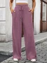 Pantalons Femmes Décontracté Plain Printemps / Automne Coton Micro-élasticité Coupe Régulière Pantalons à Jambe Large Long Régulier