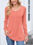T-shirts Femmes Décontracté Plain Printemps / Automne Polyester Coupe Régulière Manches Longues Col Rond Trapèze Régulier