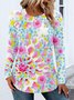 T-shirts Femmes Décontracté Bloc de Couleur Printemps / Automne Coton Micro-élasticité Coupe Régulière Col Rond Régulier Régulier