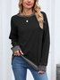 Sweat-shirts Femmes Décontracté Bloc de Couleur Printemps / Automne Micro-élasticité Quotidien Col Rond Régulier Trapèze Régulier