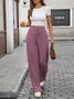 Pantalons Femmes Décontracté Plain Printemps / Automne Coton Micro-élasticité Coupe Régulière Pantalons à Jambe Large Long Régulier