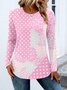 T-shirts Décontracté Bloc de Couleur Printemps / Automne Micro-élasticité Coupe Régulière Col Rond Régulier Trapèze Régulier pour Femmes