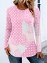 T-shirts Décontracté Bloc de Couleur Printemps / Automne Micro-élasticité Coupe Régulière Col Rond Régulier Trapèze Régulier pour Femmes