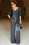 Deux Pièces Ensembles Femmes Élégant Plain Été Micro-élasticité Demi Manche Col Rond Top Avec Pantalons Droit Régulier