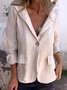 Micro-élasticité Col Montant Manches Longues Boutons Régulier Plain Blazer Boucle pour Femmes