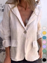 Micro-élasticité Col Montant Manches Longues Boutons Régulier Plain Blazer Boucle pour Femmes