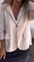 Micro-élasticité Col Montant Manches Longues Boutons Régulier Plain Blazer Boucle pour Femmes