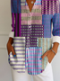 Chemises Géométrique Décontracté Printemps / Automne Polyester Col V Coupe Régulière Manches Longues Trapèze Régulier pour Femmes