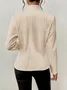 Micro-élasticité Faux Col Manches Longues Devant Ouvert Régulier Géométrique Blazer Gaufrage pour Femmes