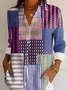 Chemises Géométrique Décontracté Printemps / Automne Polyester Col V Coupe Régulière Manches Longues Trapèze Régulier pour Femmes