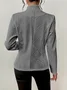 Micro-élasticité Faux Col Manches Longues Devant Ouvert Régulier Géométrique Blazer Gaufrage pour Femmes
