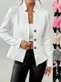 Micro-élasticité Faux Col Manches Longues Devant Ouvert Régulier Géométrique Blazer Gaufrage pour Femmes