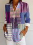 Chemises Géométrique Décontracté Printemps / Automne Polyester Col V Coupe Régulière Manches Longues Trapèze Régulier pour Femmes