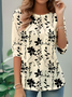 T-shirts Simple Floral Printemps / Automne Faire la navette Jersey Manches Longues Régulier Droit Non pour Femmes