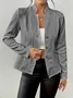 Micro-élasticité Faux Col Manches Longues Devant Ouvert Régulier Géométrique Blazer Gaufrage pour Femmes