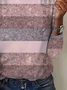 T-shirts Décontracté Printemps / Automne Abstrait Rayé Imprimé Quotidien Ample Jersey Droit Régulier pour Femmes