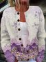 Cardigans Femmes Rétro Printemps / Automne impression en 3D Tricoté Micro-élasticité Quotidien Ample Col Rond Droit