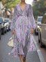 Femmes Rayé Violet Col V Confortable Robe Maxi Sexy