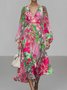 Femmes Floral Jaune Col V Confortable Robe Maxi Sexy