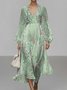 Femmes Rayé Violet Col V Confortable Robe Maxi Sexy