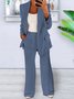 Deux Pièces Ensembles Élégant Plain Printemps / Automne Joint Fendu Naturel Sortie Manches Longues Droit Régulier pour Femmes