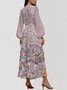 Femmes Floral Violet Col V Confortable Robe Maxi Sexy