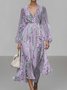 Femmes Rayé Violet Col V Confortable Robe Maxi Sexy
