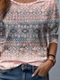 T-shirts Décontracté Floral Printemps / Automne Imprimé Quotidien Ample Manches Longues Col Rond Droit pour Femmes
