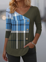 T-shirts Décontracté Printemps / Automne Bloc de Couleur Polyester Col V Quotidien Manches Longues Régulier Régulier pour Femmes