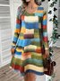 Femmes Géométrique Comme Image Col V Confortable Robe Mi-Longue Décontracté