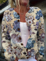 Cardigans Femmes Rétro Printemps / Automne impression en 3D Tricoté Micro-élasticité Quotidien Ample Col Rond Droit