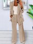 Deux Pièces Ensembles Élégant Plain Printemps / Automne Joint Fendu Naturel Sortie Manches Longues Droit Régulier pour Femmes
