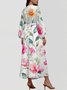 Femmes Floral Blanc Col V Confortable Robe Maxi Sexy